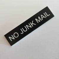 Bulk Quantity of 25 - NO JUNK MAIL Signs - 8cm by 2cm