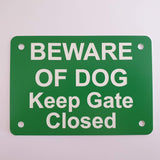 Beware of Dog Keep Gate Closed Sign Plaque - Medium