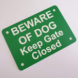 Beware of Dog Keep Gate Closed Sign Plaque - Medium