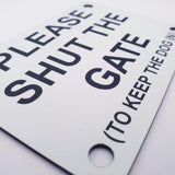 Please Shut the Gate To Keep The Dog in Sign Plaque