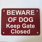 Beware of Dog Keep Gate Closed Sign Plaque - Medium
