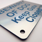 Beware of Dog Keep Gate Closed Sign Plaque - Medium