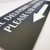 All Deliveries Visitors Please Use Intercom with LEFT Arrow Sign Plaque - Small