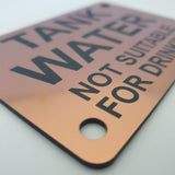 Tank Water Not Suitable For Drinking Sign Plaque - Medium