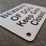 Beware of Dog Keep Gate Closed Sign Plaque - Medium