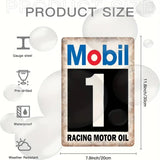 Mobil Racing Motor Oil - UV Printed Metal Sign - 20cm by 30cm