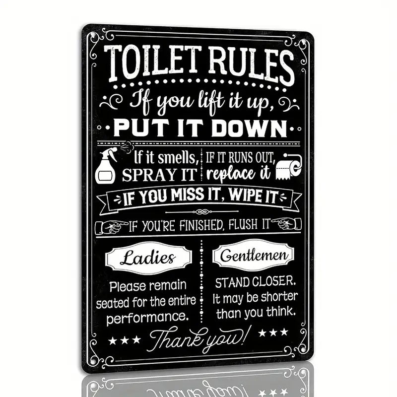 Toilet Rules - UV Printed Metal Sign - 20cm by 30cm