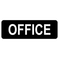 Black rectangular sign with 'OFFICE' text on a white background