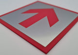 Acrylic sign  with a engraved red arrow and border