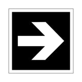 White arrow pointing to the right on a black background