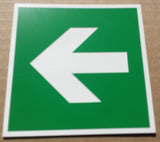 Bright Green acrylic square sign with a White engraved directional arrow