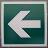 Ever Green acrylic sign with a white engraved  directional arrow