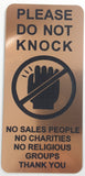 Please Do Not Knock Sign - No Sales People No Charities No Religious Groups Thank You 4.5cm x 10cm