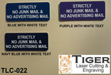 Strictly No Junk Mail & No Advertising Mail - 10cm x 4cm