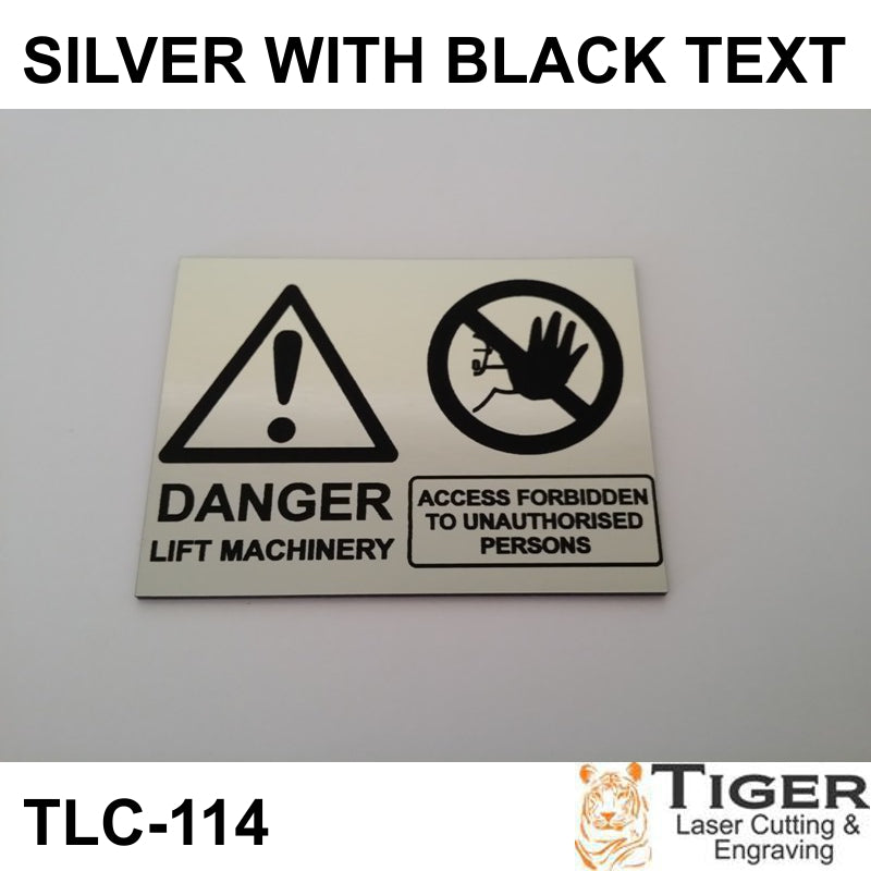 DANGER LIFT MACHINERY Sign 8cm by 6cm