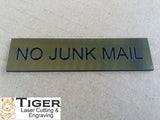 No Junk Mail - Sign For Letterbox - 8cm X 2cm