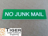 No Junk Mail - Sign For Letterbox - 8cm X 2cm
