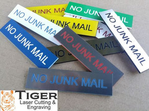 No Junk Mail - Sign For Letterbox - 8cm X 2cm