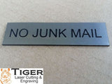 No Junk Mail - Sign For Letterbox - 8cm X 2cm