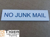 No Junk Mail - Sign For Letterbox - 8cm X 2cm