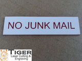 No Junk Mail - Sign For Letterbox - 8cm X 2cm