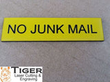 No Junk Mail - Sign For Letterbox - 8cm X 2cm