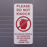 Please Do Not Knock Sign - No Sales People No Charities No Religious Groups Thank You Sign / Plaque