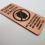 Please Do Not Knock Sign - No Sales People No Charities No Religious Groups Thank You Sign / Plaque