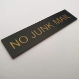 No Junk Mail - Sign / Plaque For Letterbox