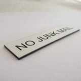 No Junk Mail - Sign / Plaque For Letterbox