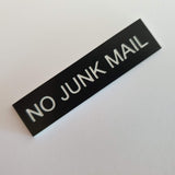 No Junk Mail - Sign / Plaque For Letterbox
