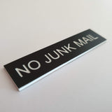 No Junk Mail - Sign / Plaque For Letterbox