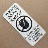Please Do Not Knock Sign - No Sales People No Charities No Religious Groups Thank You Sign / Plaque
