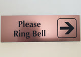 Please Ring Bell with RIGHT Arrow Sign Plaque - Small