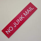 No Junk Mail - Sign / Plaque For Letterbox