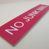 No Junk Mail - Sign / Plaque For Letterbox