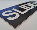SLIDE WITH RIGHT ARROW GRAPHIC Sign / Plaque