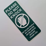 Please Do Not Knock Sign - No Sales People No Charities No Religious Groups Thank You Sign / Plaque