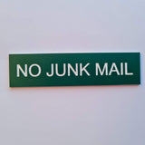 No Junk Mail - Sign / Plaque For Letterbox