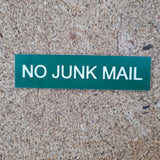 No Junk Mail - Sign / Plaque For Letterbox