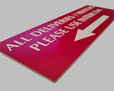 All Deliveries Visitors Please Use Intercom with LEFT Arrow Sign Plaque - Small