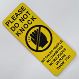Please Do Not Knock Sign - No Sales People No Charities No Religious Groups Thank You Sign / Plaque
