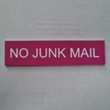 No Junk Mail - Sign / Plaque For Letterbox