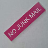 No Junk Mail - Sign / Plaque For Letterbox