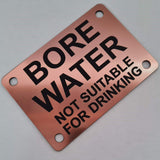 Bore Water Not Suitable For Drinking Sign Plaque - Large