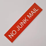 No Junk Mail - Sign / Plaque For Letterbox