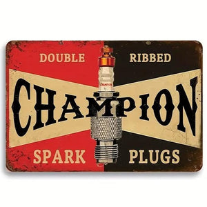 Champion Spark Plugs - UV Printed Metal Sign - 30cm by 20cm