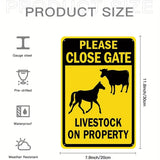 PLEASE CLOSE GATE - LIVESTOCK ON PROPERTY - UV Printed Metal Sign - 20cm by 30cm