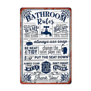 BATHROOM Rules | UV Printed Novelty Metal Sign | 20cm by 30cm