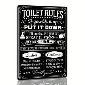 Toilet Rules - UV Printed Metal Sign - 20cm by 30cm